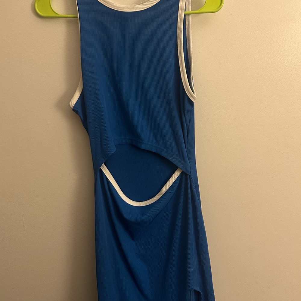 Blue Sleeveless Cutout Dress